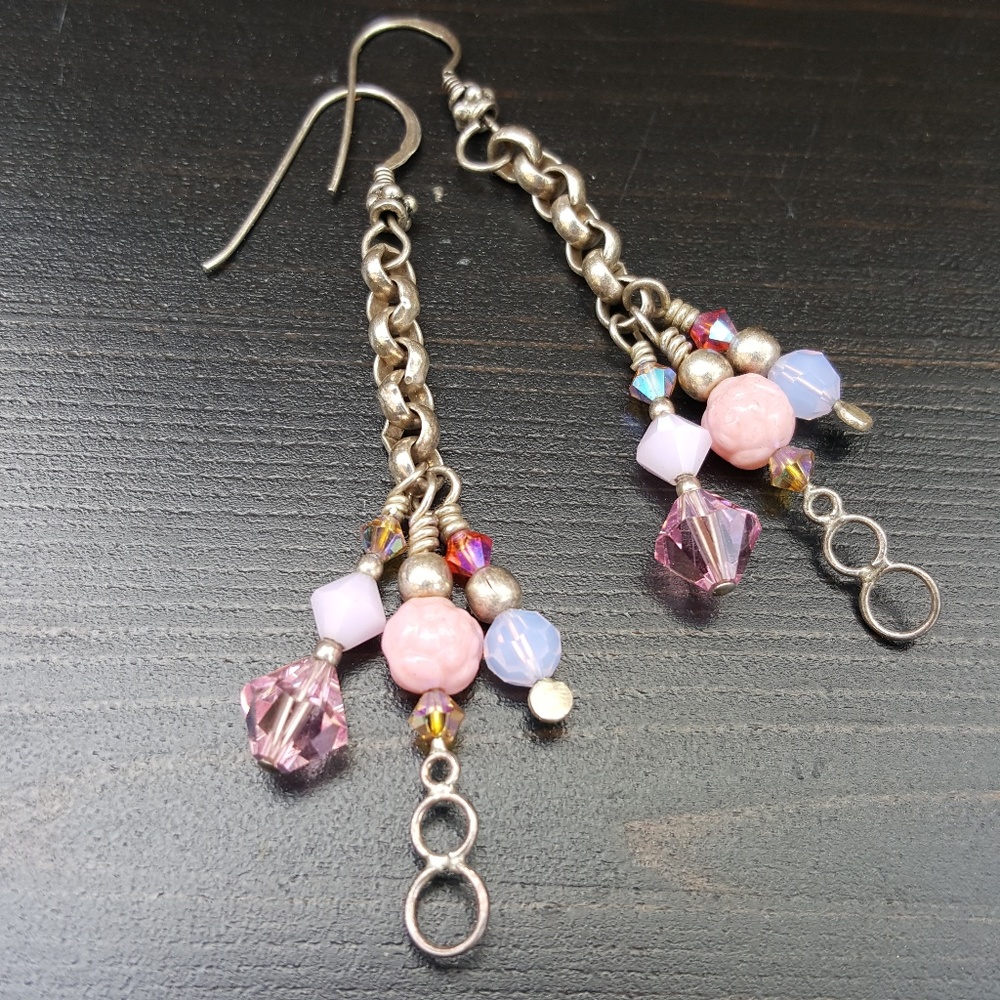 Flirty & Fun Sterling Silver Long Beaded Earrings - Picture 5 of 8